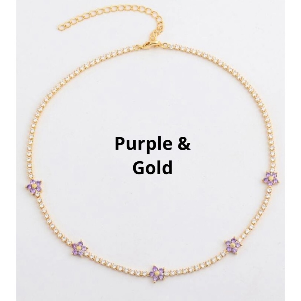 Five pointed star CZ stone chain necklace